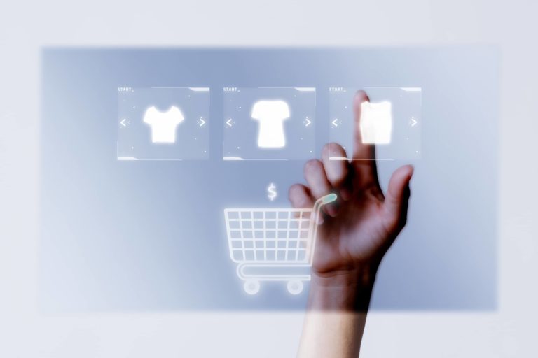 person adding clothes cart closeup online shopping campaign